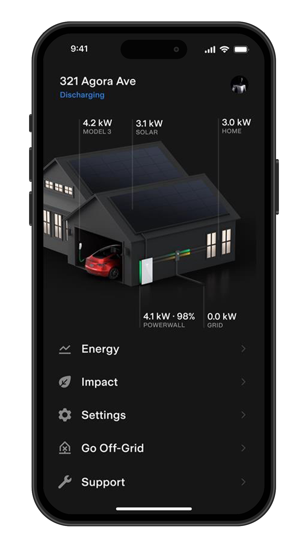 Tesla Powerwall app display